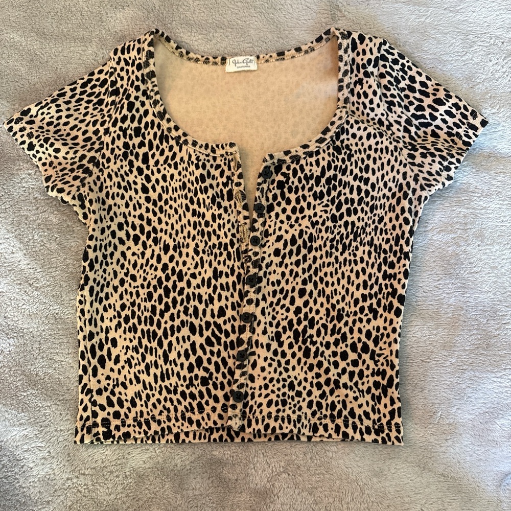 Brandy Melville Leopard Print Button-Up Top